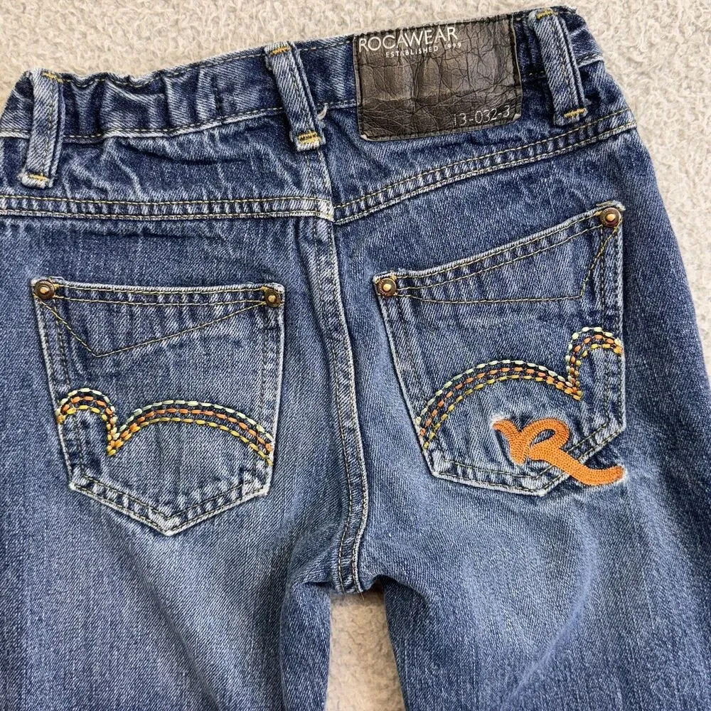 ROCAWEAR Jeans Kids 6 Blue Straight Wide Leg Unisex Vintage Y2K Baggy Grunge